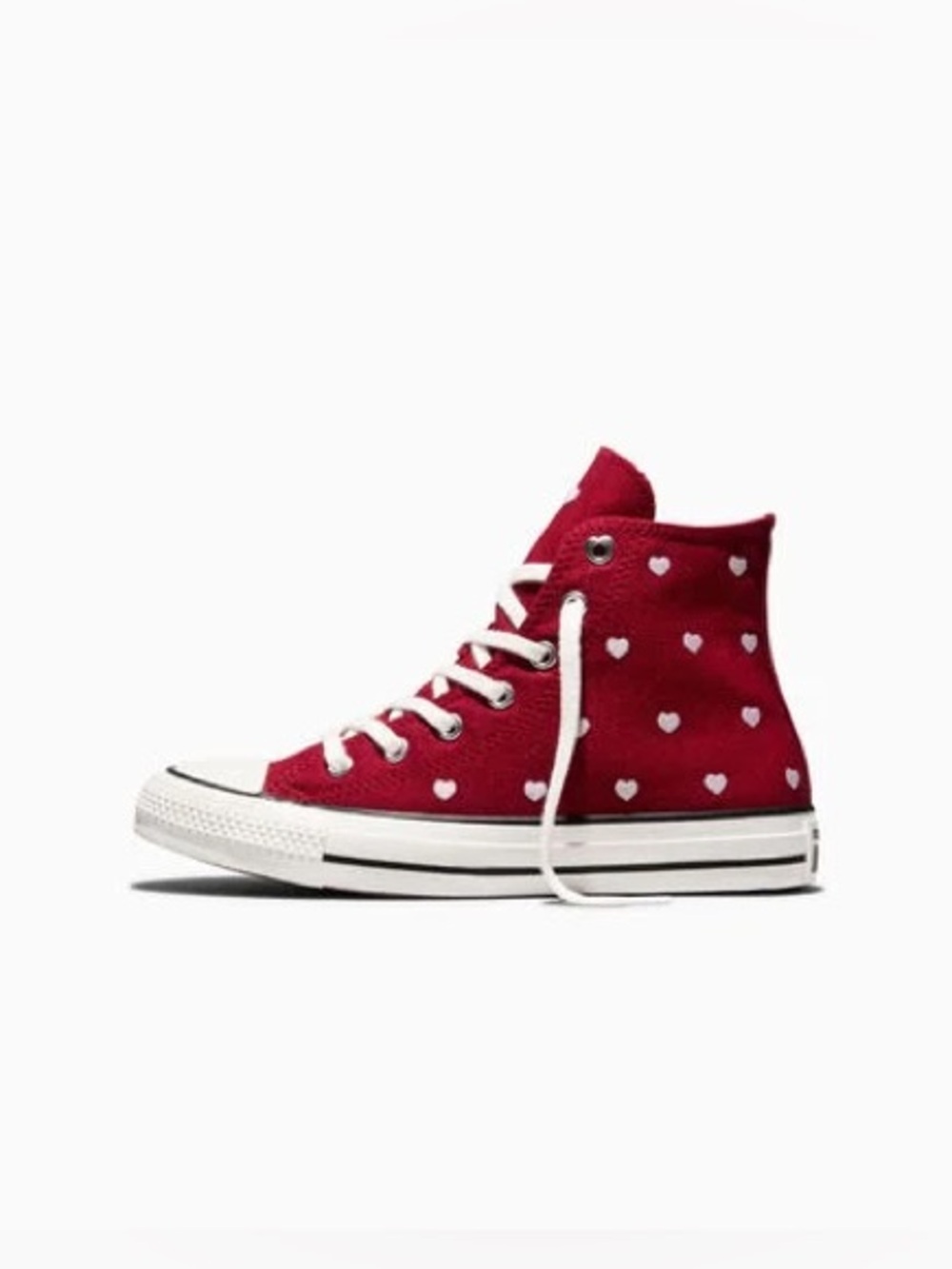 Converse Chuck Taylor All Star High Top Shoes Hearts Red Sneaker Youth Size 5.5 - Picture 2 of 12